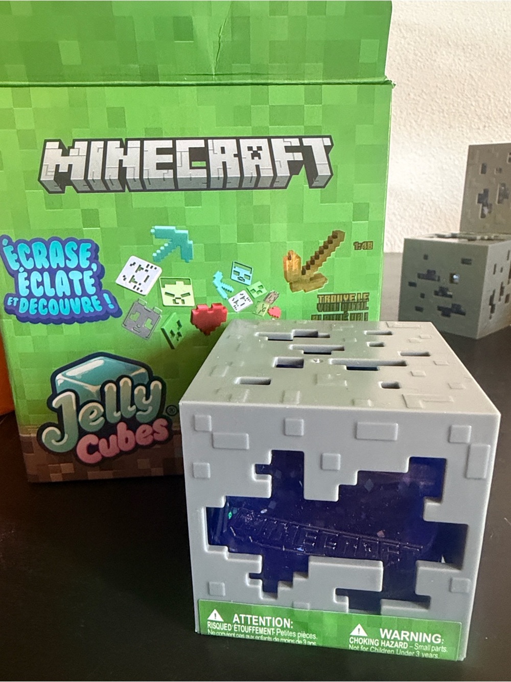 Minecraft Jelly Cubes Pixel Cube Toy - Gray and Blue
